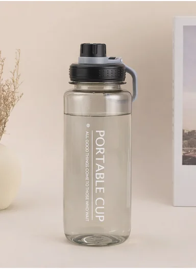 1050ml Plastic Drinking Bottle With Handle &amp; Leak-Proof Lid A-217 (D7 x H25)cm – Black