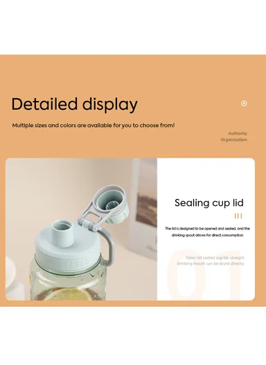 1050ml Plastic Drinking Bottle With Handle &amp; Leak-Proof Lid A-217 (D7 x H25)cm – Black