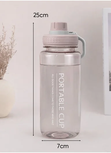 1050ml Plastic Drinking Bottle With Handle &amp; Leak-Proof Lid A-217 (D7 x H25)cm – Light Purple