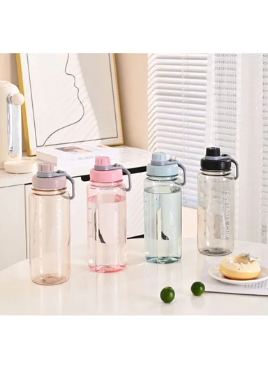 1050ml Plastic Drinking Bottle With Handle &amp; Leak-Proof Lid A-217 (D7 x H25)cm – Light Purple