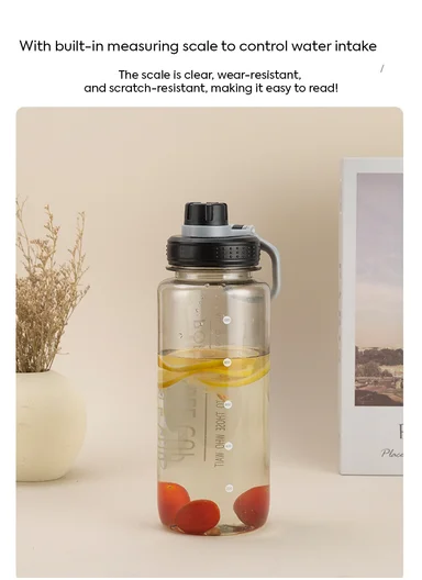 1050ml Plastic Drinking Bottle With Handle &amp; Leak-Proof Lid A-217 (D7 x H25)cm – Blue