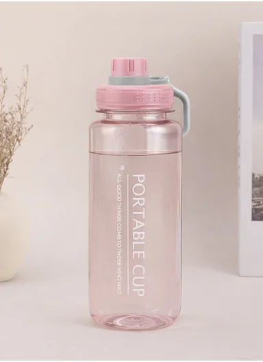 1050ml Plastic Drinking Bottle With Handle &amp; Leak-Proof Lid A-217 (D7 x H25)cm – Pink
