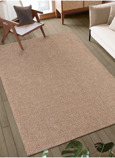 120x180cm Brown Fluff Dust-Resistant Synthetic Fiber Rug Doku DH001