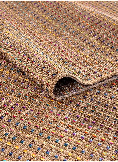 100x200cm Multicolor Accents Machine-Woven Jute-Look Rug Durable &amp; Decorative DH005