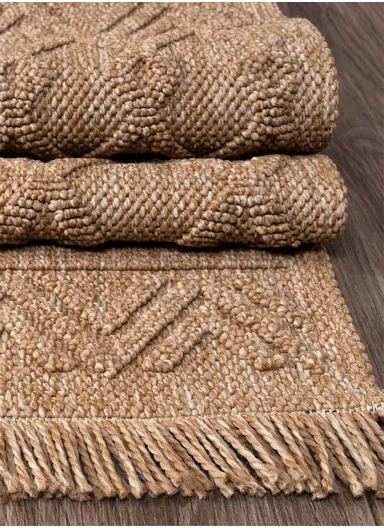 80x150cm Textured Woven Dust-Resistant Rug in Natural Brown Bravvo BR004