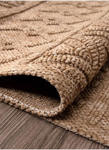 80x150cm Textured Woven Dust-Resistant Rug in Natural Brown Bravvo BR004