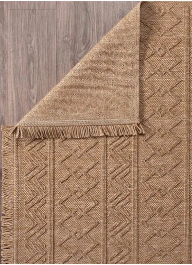 80x150cm Textured Woven Dust-Resistant Rug in Natural Brown Bravvo BR004