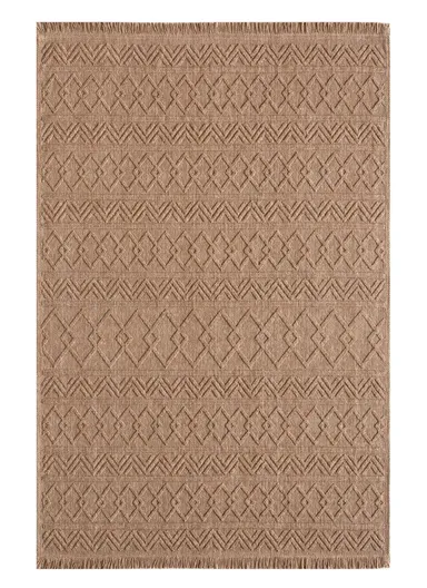 80x150cm Textured Woven Dust-Resistant Rug in Natural Brown Bravvo BR004