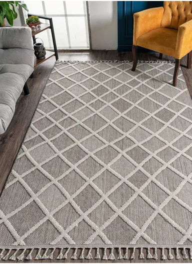 100x200cm Gray Dust-Resistant Soft Textured Machine-Woven Polypropylene Carpet Natura 9964