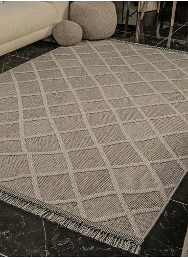 160x230cm Gray Dust-Resistant Soft Textured Machine-Woven Polypropylene Carpet Natura 9964