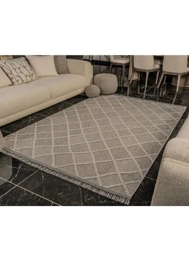 160x230cm Gray Dust-Resistant Soft Textured Machine-Woven Polypropylene Carpet Natura 9964