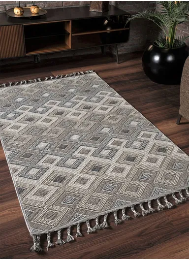 100x200cm Premium Polypropylene Carpet Machine-Woven with Cotton Backing &amp; Polyester Accents Natura 9962