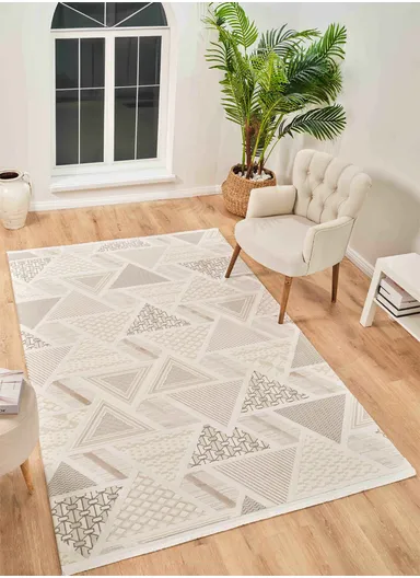 160x230cm Cream-Coffee Soft Textured Machine-Woven Carpet Size BY008