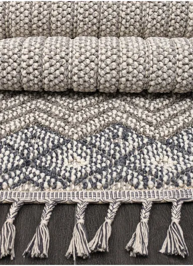 80x300cm Modern Geometric Area Rug with Ivory &amp; Grey Diamond Pattern Natura 9965