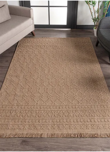 160x230cm Modern Fluff Dust-Resistant Rug, Patterned Brown Machine-Woven Living Room Carpet Bravvo BR003