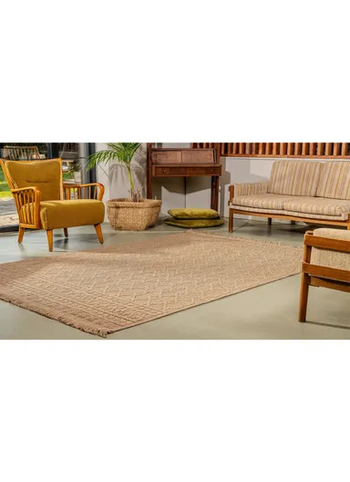 200x290cm Modern Fluff Dust-Resistant Rug, Patterned Brown Machine-Woven Living Room Carpet Bravvo BR003