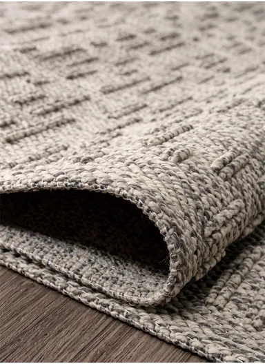 100x200cm Rustic Fluff Dust-Resistant Rug, Grey Machine-Woven Carpet Bravvo BR005