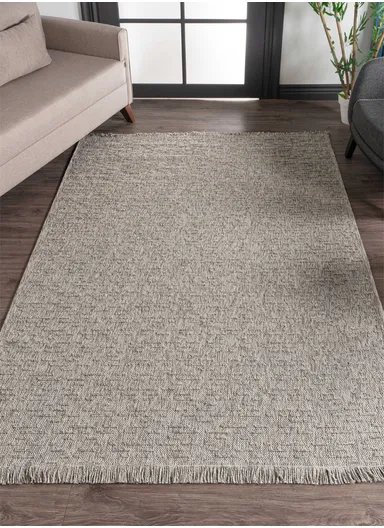 100x300cm Rustic Fluff Dust-Resistant Rug, Grey Machine-Woven Carpet Bravvo BR005