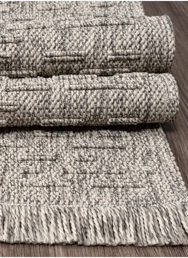 100x300cm Rustic Fluff Dust-Resistant Rug, Grey Machine-Woven Carpet Bravvo BR005