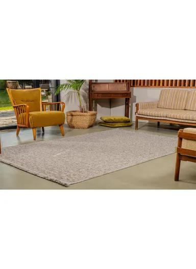 80x300cm Rustic Fluff Dust-Resistant Rug, Grey Machine-Woven Carpet Bravvo BR005