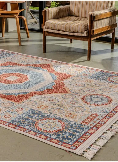 100x200cm Traditional Oriental Multicolor Flatweave Carpet, Machine-Woven Polyester Rug Antique AN003
