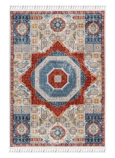 100x300cm Traditional Oriental Multicolor Flatweave Carpet, Machine-Woven Polyester Rug Antique AN003