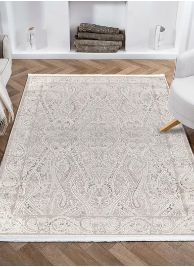 100x300cm Timeless Beige Area Rug, Machine-Woven Soft-Textured Carpet Nazende NZ005
