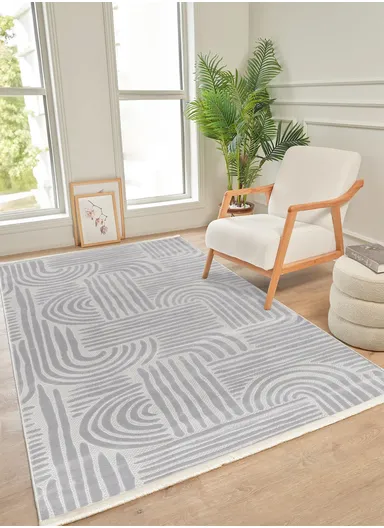 80x300cm Gray Long-Lasting Soft Textured Carpet Bereket BE007