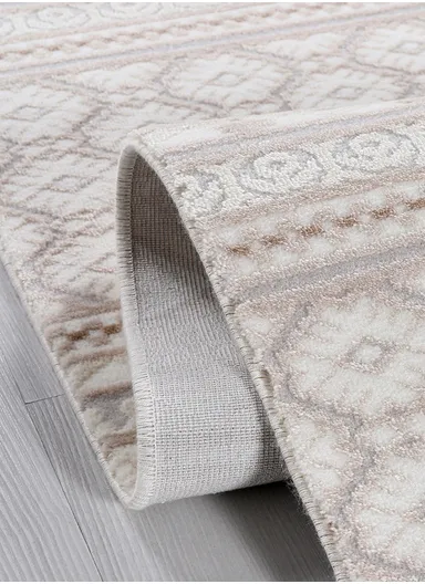 80x150cm Elegant Traditional Pattern Area Rug Soft Beige &amp; Cream Tones with Textured Detailing Bristol BI005