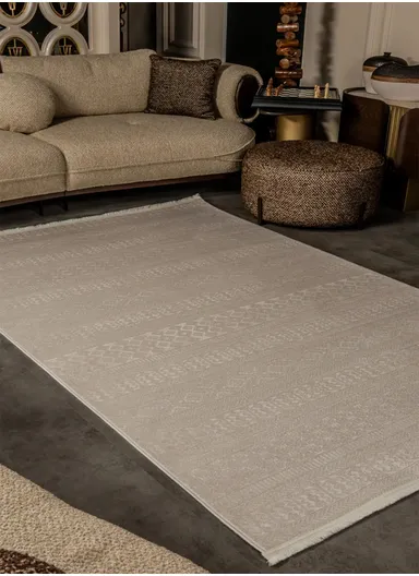 200x290cm Neutral Beige Decorative Rug Soft Pile with Intricate Woven Detail Cunda CN020