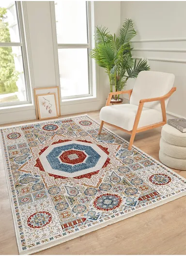 80x300cm Oriental-Inspired Machine-Woven Rug Luxurious Modal Base, Timeless Medallion Pattern Colorium CO003
