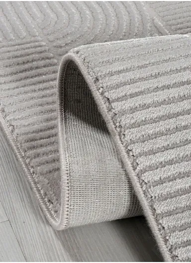 80x300cm Gray Modern Geometric Textured Machine-Woven Carpet Akasya AK004