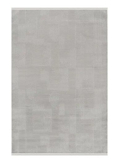 80x300cm Gray Modern Geometric Textured Machine-Woven Carpet Akasya AK004