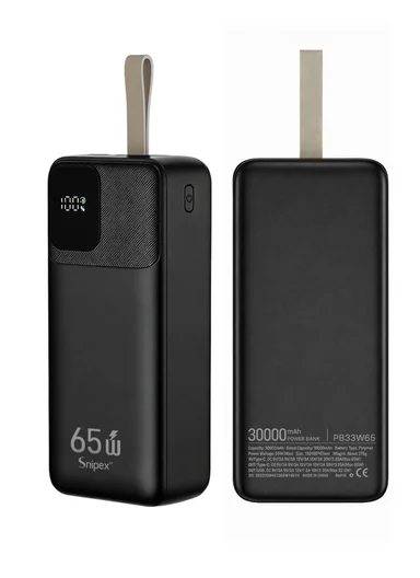 30000mAh 22.5W + 65W Portable Fast Charging Power Bank &amp; USB 22.5W Maximum Power Support Laptop Charging with Digital Display &amp; Leather Hanging Rope  PB33W65