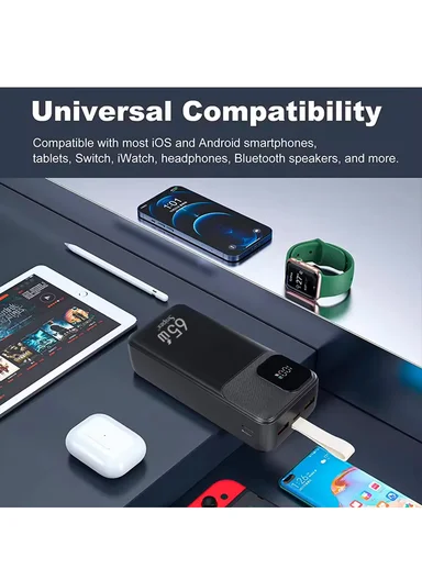 30000mAh 22.5W + 65W Portable Fast Charging Power Bank &amp; USB 22.5W Maximum Power Support Laptop Charging with Digital Display &amp; Leather Hanging Rope  PB33W65