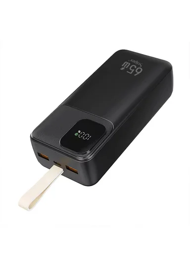 30000mAh 22.5W + 65W Portable Fast Charging Power Bank &amp; USB 22.5W Maximum Power Support Laptop Charging with Digital Display &amp; Leather Hanging Rope  PB33W65