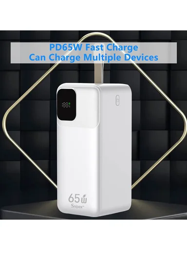 50000mAh 22.5W + 65W Portable Fast Charging Power Bank &amp; USB 22.5W Maximum Power Support Laptop Charging with Digital Display &amp; Leather Hanging Rope PB55W65
