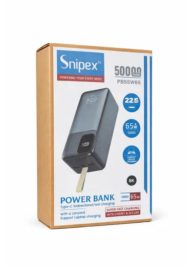 50000mAh 22.5W + 65W Portable Fast Charging Power Bank &amp; USB 22.5W Maximum Power Support Laptop Charging with Digital Display &amp; Leather Hanging Rope PB55W65