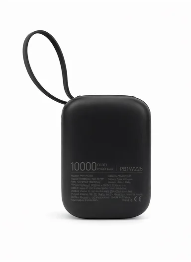 10000mAh 22.5W Fast-Charging Power Bank Built-In Dual Cables &amp; Digital Display PB1W225 - Black