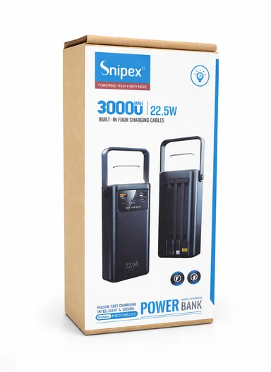 30000mAh 22.5W Fast Charging Portable Power Bank with LED Light &amp; Multiple Outputs PB33W225
