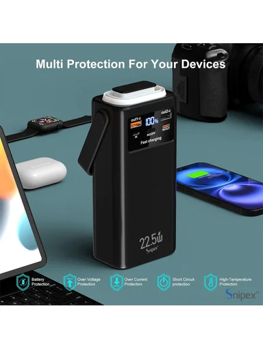 50000mAh 22.5W Fast Charging Portable Power Bank with LED Light &amp; Multiple Outputs PB55W225