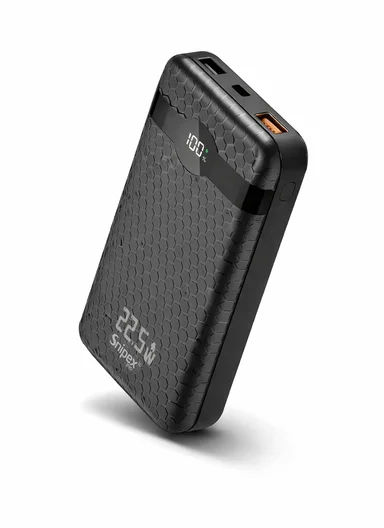 20000mAh 22.5W Fast Charging Power Bank with Digital Display, Type-C &amp; USB-A PB22W225 - Black