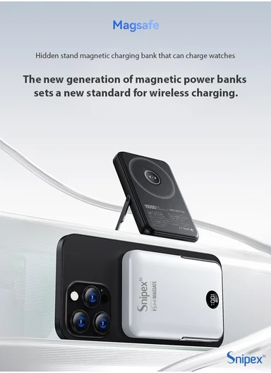 10000mAh MagSafe Wireless Power Bank, 20W PD Fast Charging with Foldable Stand PB11M15B - Black 