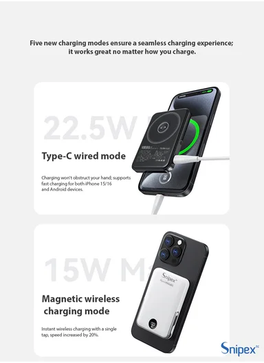 10000mAh MagSafe Wireless Power Bank, 20W PD Fast Charging with Foldable Stand PB11M15B - Black 