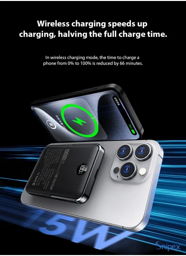 10000mAh MagSafe Wireless Power Bank, 20W PD Fast Charging with Foldable Stand PB11M15B - Black 