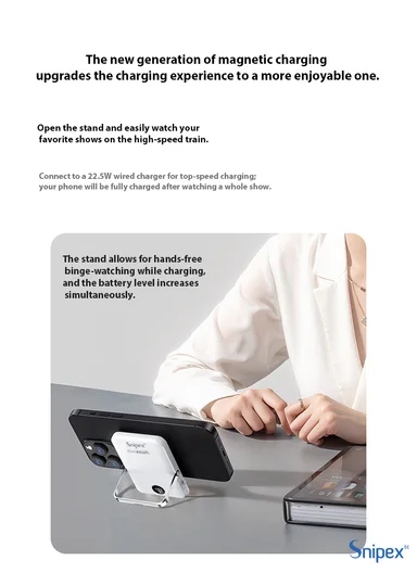 10000mAh MagSafe Wireless Power Bank, 20W PD Fast Charging with Foldable Stand PB11M15B - Black 