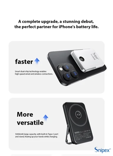 10000mAh MagSafe Wireless Power Bank, 20W PD Fast Charging with Foldable Stand PB11M15B - White