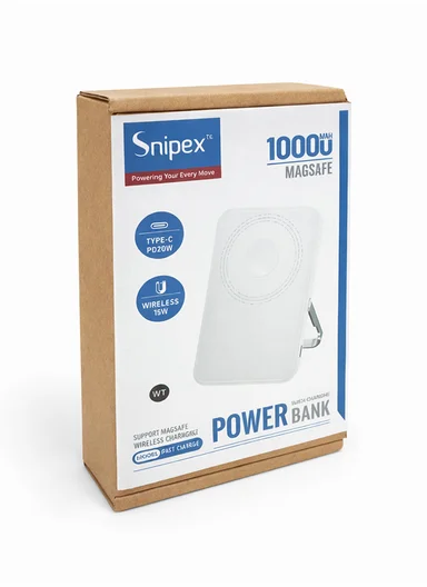 10000mAh MagSafe Wireless Power Bank, 20W PD Fast Charging with Foldable Stand PB11M15B - White