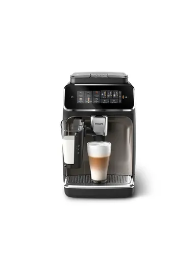 Philips Fully Automatic Espresso Machine Series 3300-6 Beverages, 1.8L Water Capacity, 1500W, LatteGo, SilentBrew, Coloured Touch Display, 12 Grinder Settings, Black Chrome - EP3347/90