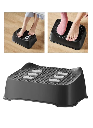 Ergonomic Footrest Massage Stool, Anti-Slip Office Foot Support with Rollers (W32 x D23 x H14.5)cm